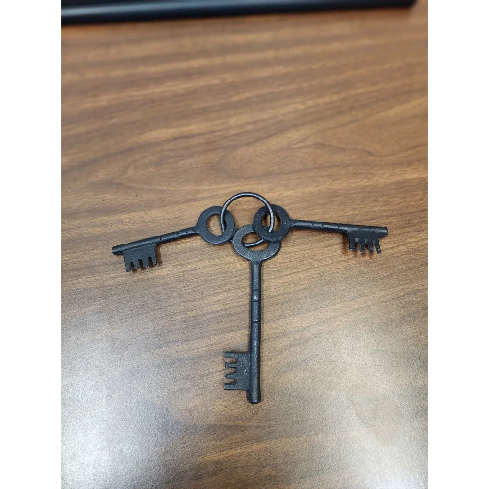 Decorative Set Of 3 Black Skeleton‎ Keys With Ring